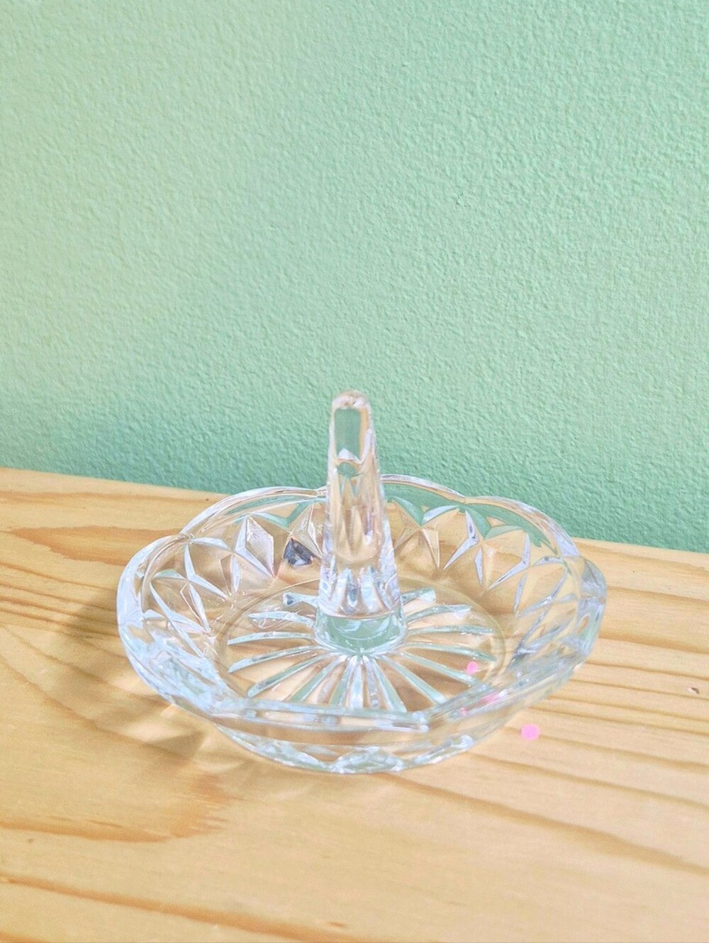 Vintage Clear Glass Ring Holder Dish